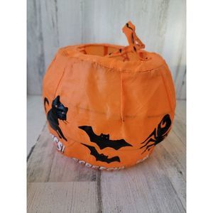 Halloween orange cat bat spider candy pail bucket